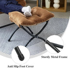 15"(H) Folding Ottoman, Foldable Footrest Stool, Portable Small Foot Stool for Couch, Collapsible Foot Rest Ottoman for Sofa, Accent Padded Ottomans for Living Room, Bedroom, Brown