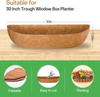 ZeeDix 30 Inch Trough Coconut Liners for Planters - 100% Natural Coconut Coir Fiber Planter Liners Replacement for Window Boxes, Wall Baskets, Deck Flower Boxes, Garden Railing Fence Troughs (2-Pack)