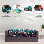 Outdoor Cushion Covers 8 Pack, Stretch Sofa Slipcovers in Flowered Leaves