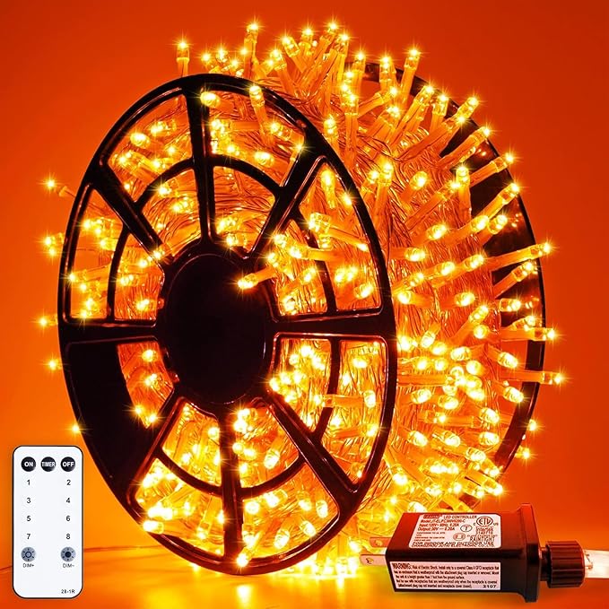String Lights 500 LED Orange, 173 ft, Indoor and Outdoor Use