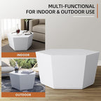 UPHA Outdoor Hexagon Coffee Table, Small Modern Minimalist Accent Tables, Low Light Concrete Center Table for Living Room, Outside Patio, Deck, 28×24.2×15.4, Pure White