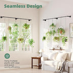 Plant Hanger Indoor Hanging Planters for Indoor Plants Hanging Plant Holder Window Plant Rod Black Metal Shelves 70.8 Inch 2PCS Pot not Included