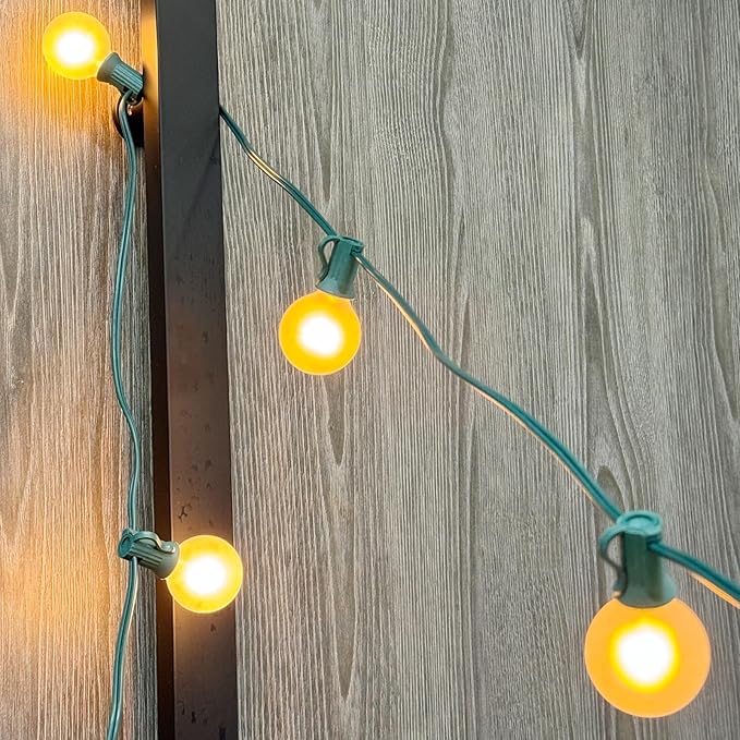 String Lights, 25 ft G40 Globe Outdoor with 25 Frosted Bulbs