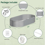 2PCS 4x2x1FT Galvanized Raised Garden Bed Kit,Vegetable Boxes-Oval Metal Flower Box,Large Planter Raised Beds Outdoor Garden for Planting,Fruit,Herb-Silver