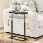 TUTOTAK End Table, Side Table, Tall Couch Table, Sofa Table, Living Room, Bedroom, Grey TB01BY083