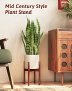 Adjustable Plant Stand Indoor, Bamboo Plant Stand Fits 8 9 10 11 12 Inches, Small Corner Planter Holder for Indoor Plants, Single Floor Plant Stands for Living Room Balcony, Reddish Brown