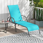 Giantex 2 Pack Patio Lounge Chair, Outdoor Chaise Lounge with 5 Adjustable Backrest, Sturdy Steel Frame, Sunbathing Recliner, Tanning Chair for Beach, Outside, Yard, Balcony, Pool Chairs (2,Turquoise)