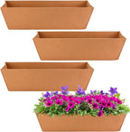 Adnee 4 Pcs 24 Inch Fabric Plant Window Box Liners-Rectangular Non-Woven Planter Basket Liner-Brown Felt Flower Hanging Basket for Outdoor Garden Wall Hanging Planter Flower Vegetables