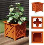 Pure Garden Lattice Design Planter Box 2-Pack – 14.75-Inch Decorative Outdoor Flower or Plant Pots – Front Porch or Patio Decor (Terracotta)