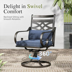 Sophia and William Swivel Patio Dining Set for 6, Outdoor Table and Chairs, Removable Blue Seat Cushions, 60" Black Patio Dining Table,Blue