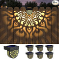 6 Pack Solar Fence Lights Outdoor Wall Lights Plastic Solar Powered Deck Step Stair Lights Mandala Theme Waterproof Fence Solar Light for Garden Post Patio Yard Decor, Gardening Gifts for Women Mom