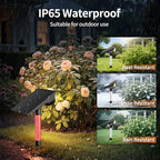 intelamp Solar Spot Lights Outdoor Waterproof, 4000mAh RGB LED Landscape Lights Warm White 3 Lighting Colors, IP65 Waterproof for Yard Driveway Tree Flag Garden Patio Outside Decor with Remote