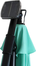 Sunnydaze 10' Solar Offset Patio Umbrella - Solar Cantilever Umbrella Outdoor with LED Lights - Polyester Shade, Air Vent, & Cross Base
