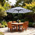 ABCCANOPY Durable Solar Led Patio Umbrellas with 24LED Lights 7.5FT with 6 Sturdy Ribs (Fog Gray)