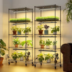 Barrina CX91 5-Tier Plant Stand with Grow Lights for Indoor Plants, Metal Plant Shelf Display Rack with 1.6FT 25W(Per Light) Full Spectrum Plant Lights for Indoor, Balcony, Living Room, 23.6x13.8x59IN