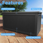 310 Gallon Lockable Outdoor Storage Box – Waterproof Resin Deck Box for Patio Furniture, Garden Tools, Pool Accessories (Black)
