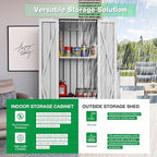 AECOJOY Outdoor Storage Cabinet Waterproof with Adjustable Shelves, Vertical Tall Outdoor Cabinet Weatherproof, Garden Sheds & Outdoor Storage Clearance Cabinet Storage for Outside in White