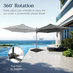 Best Choice Products 10ft Solar LED Offset Cantilever Hanging Market Patio Umbrella, Smooth 360° Rotation, 8 Sturdy Ribs, Easy Adjustment - Gray