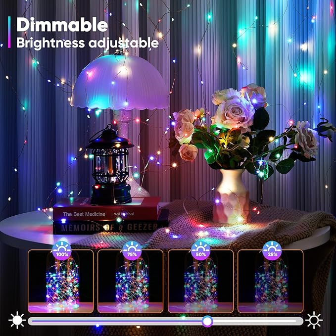 Battery Operated String Lights, 2-Pack, 16.4 Ft Multicolor LED