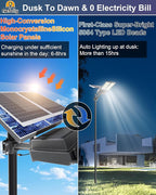 Solar Street Light 104 LED Outdoor Parking Lot Fixture with Remote