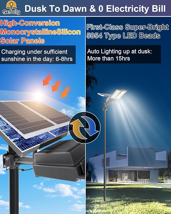 Solar Street Light 104 LED Outdoor Parking Lot Fixture with Remote