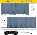 NICETOWN 2 Panels Outdoor Curtains for Patio Waterproof & Windproof, Extra Wide Grommet & Back Tab on Top & Bottom Thermal Insulated Sun Blocking Drapes with Rope for Deck, Stone Blue, W100 x L95