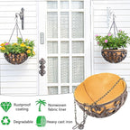 Hanging Planters, 2-Pack Rustic Brown Cast Iron Baskets with Fiber Liner