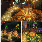 Solar Lanterns Outdoor Waterproof, Hummingbird Watering Can Garden Decor, Hanging Solar Path Lights Yard Art, Outside Patio Decoration Gardening Christmas Gift for Mom Grandma Women with Shepherd Hook