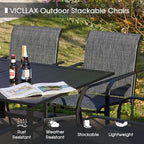 VICLLAX Patio Table and Chair Set of 6, All Weather Metal Round Outdoor Dining Furniture Set-47 Round Outdoor Table and Chairs, Black Tabletop