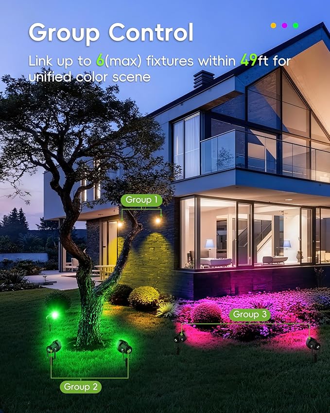 CORESLUX Smart RGBW Spot Lights Outdoor, Color Changing Warm White Landscape Lights with APP and Remote Control, Spotlight Waterproof for Garden Yard Patio Landscape, 1 Pack