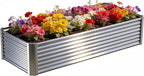 Galvanized Raised Garden Bed Kit Outdoor Patio,8x4x2ft Large Rectangular Metal Planter Boxes,Deep Root Box Planter for Gardening, Vegetables, Flowers, Herbs, 1 Pack, Silver