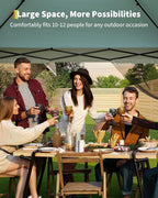 Canopy Tent 12x12 ft, Pop Up Gazebo One-Push Setup with 4 SandBags for Backyard Parties and BBQs, Mosquito Netting & Height Adjustable - Lake Blue