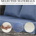Belord 6 Piece Outdoor Furniture Patio Wicker Sofa Set, Oversize Outdoor Swivel Rocker Chairs with Rattan Ottomans, Conversation Sets Patio Furniture Come with Removable Washable Cushion Blue
