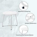 Patio Outdoor Side Table Waterproof Round Metal Steel Small Side Table Weather Resistant Portable Outdoor and Indoor End Table for Garden Balcony Yard, White