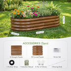 INNO STAGE 3Pcs Galvanized Raised Garden Bed Kit, Outdoor Metal Raised Garden Beds for Vegetables, Rust-Resistant & Easy Assembly, 4x2x1ft Oval Raised beds for Gardening, Flowers, Herbs (CoatedGrain)