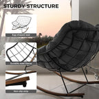 Grand patio Outdoor Rocking Chair, E-Coated Modern Cozy Lounge Rocker Chair with Cushion for Balcony Porch Patio, Gray
