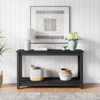 Stoog Outdoor Console Table, All-Weather 2-Tier Patio Console Table with Adjustable Feet, Low Maintenance, for Backyard, Garden, Entryway, and Deck, Black