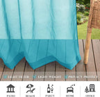 RYB HOME Outdoor Sheer Curtains Waterproof for Patio, Linen Look Semi Transparent Airy Drapes Sun Light Filter for Cabana Pavilion Balcony, 54 inch Wide by 96 inch Long, 2 Pcs, Teal