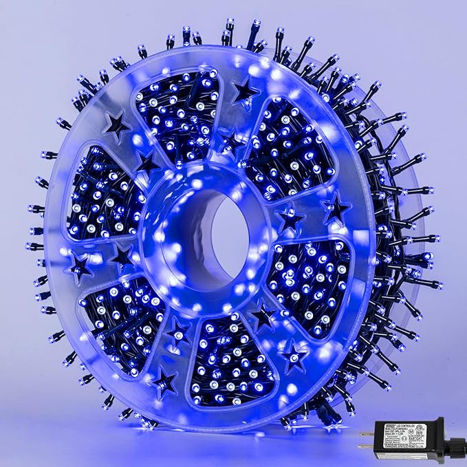 String Lights, 500 LED Blue Outdoor Waterproof with 165 ft Length