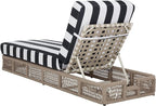 SAFAVIEH Outdoor Patio Furniture Collection - Gillian Heather Tan Rope Daybed, Navy Stripe Cushion, Coastal Sunlounger, Fully Assembled (PAT7527F)