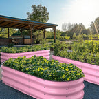 Raised Garden Bed Kit, 5x2x1 ft Galvanized Planter Box Outdoor with Safety Edging, Large Metal Raised Beds for Gardening Vegetables Flower Fruits (Blush Pink)