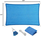 Eden's Decor Straight Flat-Edged Sun Shade Sail Rectangular 12' x 17' Blue UV-Blocking Outdoor Canopy Fabric Cloth Awning for Pergola Patio Garden Backyard Custom Size