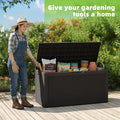 Deck Box 120 Gallon Black Resin Patio Storage Bench