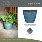 Classic Home and Garden Premiere Collection Planter, Vogue 8", Indigo