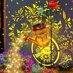 Solar Lights Outdoor Garden Decor, Cardinals Hanging Waterproof Watering Can Lights Outside Decorations for Yard Front Porch Patio Christmas Gift for Mom Grandma Women Birthday （with Shepherd Hook）