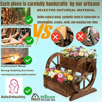 NestNature Wooden Wagon Planter Box,Raised Garden Bed,Decorative Garden Planters with Wheels-Outside Flower Pots for Indoor/Outdoor Décor Plants