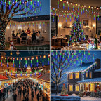 String Lights, 32 Tubes 768 LEDs Multicolor Outdoor Icicle Lights