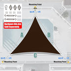 Amgo 18' x 18' x 18' Brown Triangle Sun Shade Sail Outdoor Canopy Awning UPF50+ AGTAPRT12, 95% UV Blockage, Water & Air Permeable, Commercial Standard Heavy Duty (We Make Custom Size)