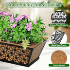 SPECILITE 30" Window Boxes Planters, Heavy Duty Metal Railing Planter Boxes, Adjustable Balcony Planters for Railing Hanging, with Coco Liner & Tool Set for Deck, Porch, and Patio Gardening (4 Pack)