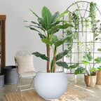 17 H x 21" Dia (15" Pot Opening) Round Fiberstone Planter with Drainage Hole, White, Indoor/Outdoor Large Plant Pot for Home Patio Garden, Ideal for Large Plants